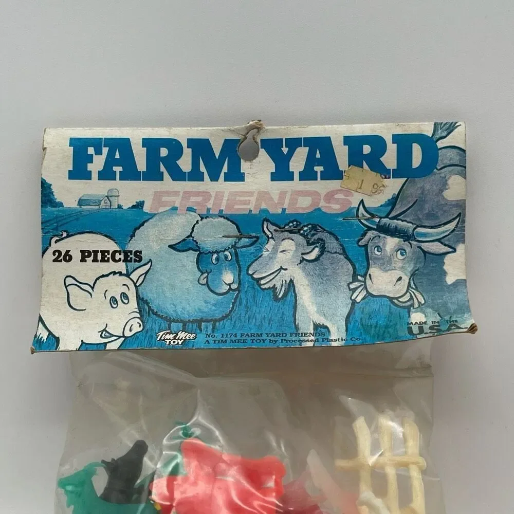 Vintage NWT TIMEE TOY Farm Yard Friends 26 Pieces Multicolor‎ Plastic Animals